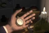 Kerze, Hand und Uhr
